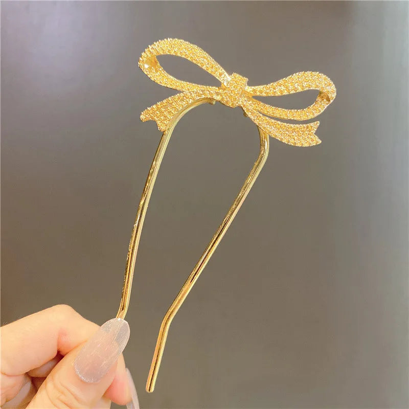 Fashion Hairpin Branches U-shaped Hair Fork Metal Hair Clip Bow Women Girls Hair Sticks Bun Maker HairStyling Hair Accessories