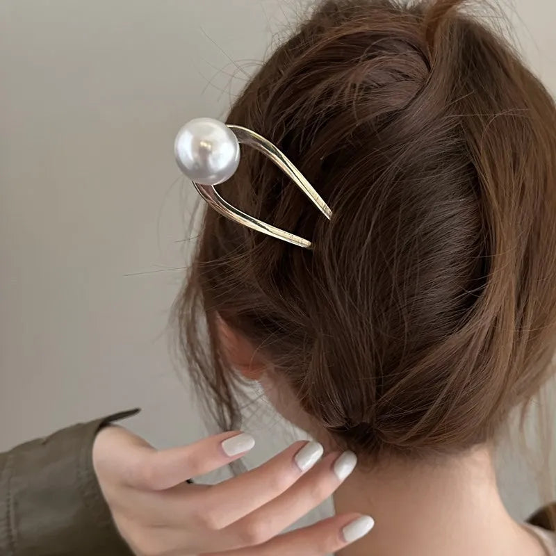 New Pearl Hairpins Korean U-shaped Hair Fork Metal Hair Clip Pins Women Girls Hair Sticks Bun Maker HairStyling Hair Accessories