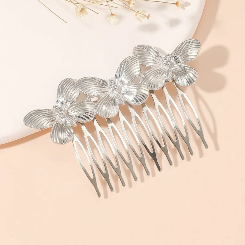 Women Hair Comb Metal Butterfly Bridal Hair Pins Clips Ornaments Fashion Jewelry Wedding Hair Accessories Headdress Wholesale