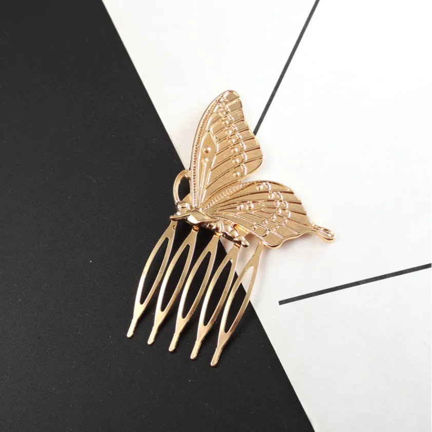 Women Hair Comb Metal Butterfly Bridal Hair Pins Clips Ornaments Fashion Jewelry Wedding Hair Accessories Headdress Wholesale