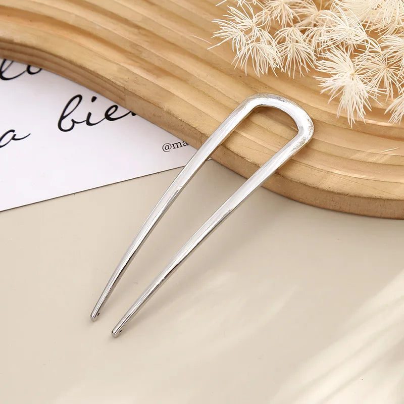 New Simple U Shaped Hair Forks Hairpin Metal Hair Sticks Geometric Hair Clips Fashion Hair Accessories Women Jewelry Headwear