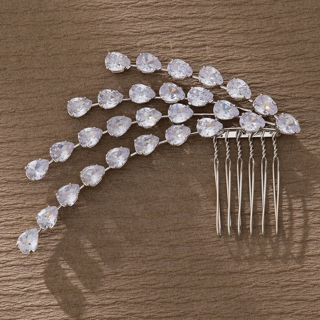Fashion Zirconia Handmade Hair Comb Sparkling Crystal Jewelry Hair Clips For Women Everyday Bangs Side Hair Accessories