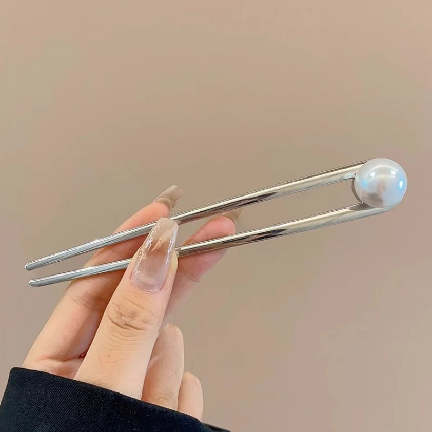 Simple Metal U Shape Hair Stick Ponytail Holder Silver Gold Color Hair Forks  French Hairpin For Women Hair Jewelry Accessories