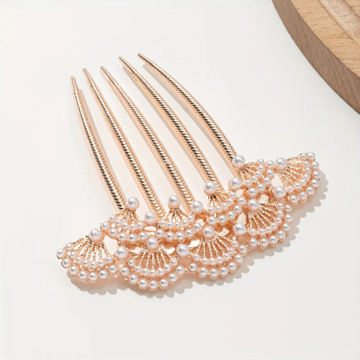 Chinese Style Hair Comb Imitating Pearls Hanfu Women's Braided Hair Crystal Five Tooth Comb High-end Versatile Hair Accessories
