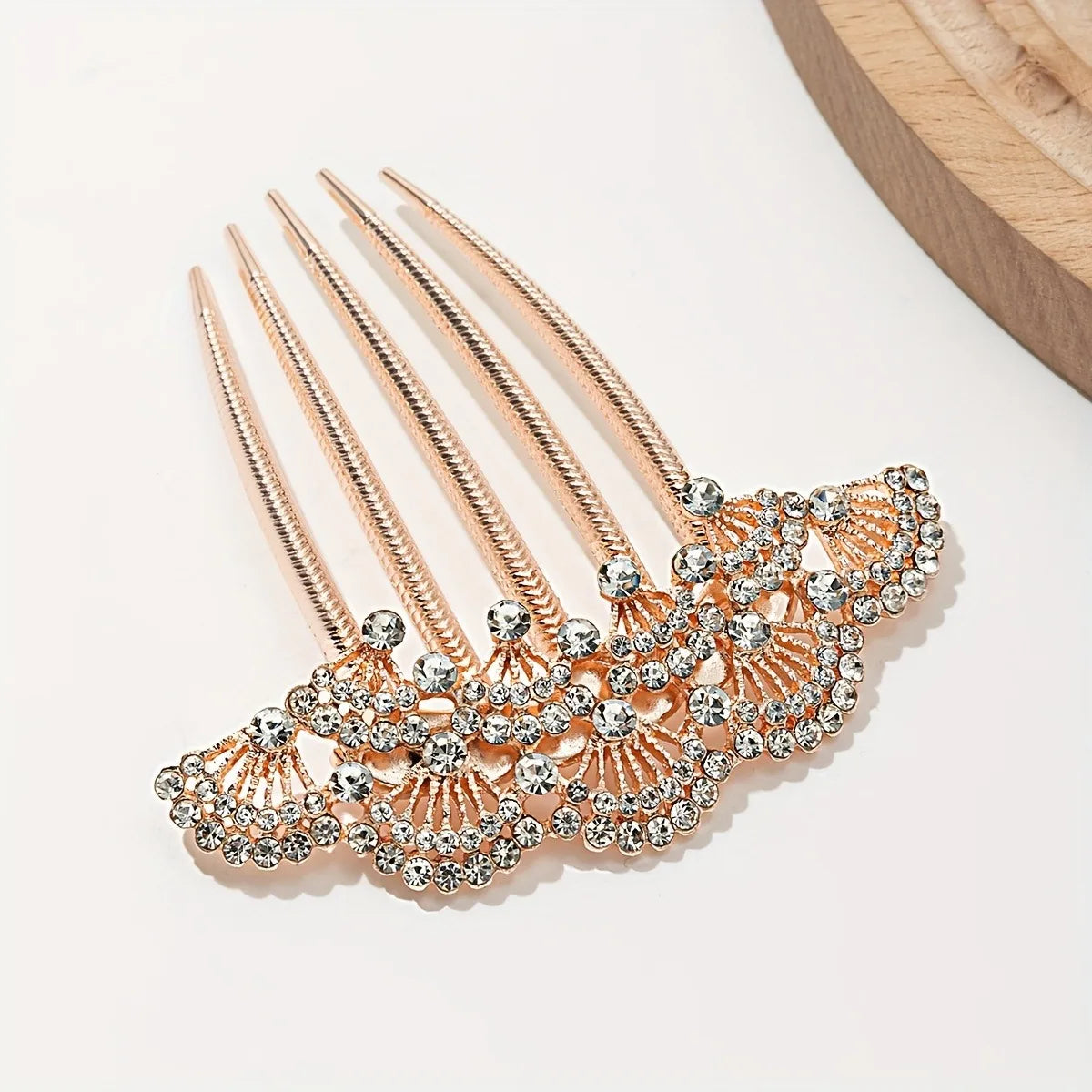 Chinese Style Hair Comb Imitating Pearls Hanfu Women's Braided Hair Crystal Five Tooth Comb High-end Versatile Hair Accessories