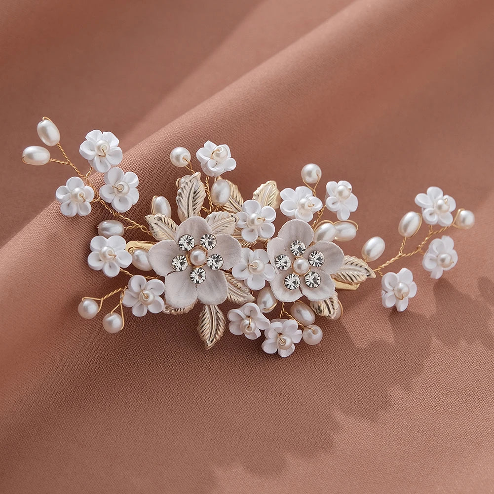 White Soft Ceramic Flower Hair Clip Luxury Europe and the United States Hairpin Jewelry Headdress for Women Valentine's Day Gift