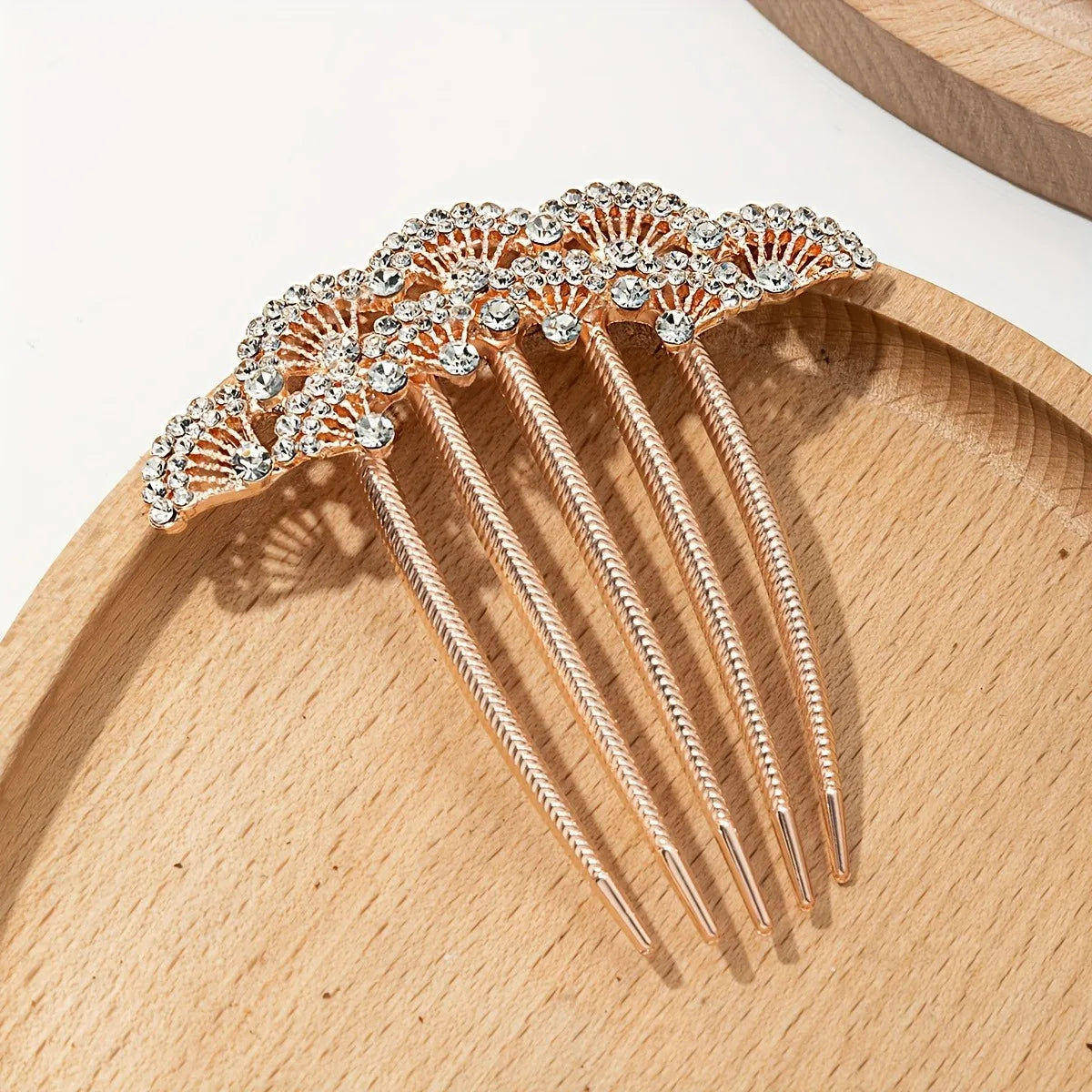 Chinese Style Hair Comb Imitating Pearls Hanfu Women's Braided Hair Crystal Five Tooth Comb High-end Versatile Hair Accessories