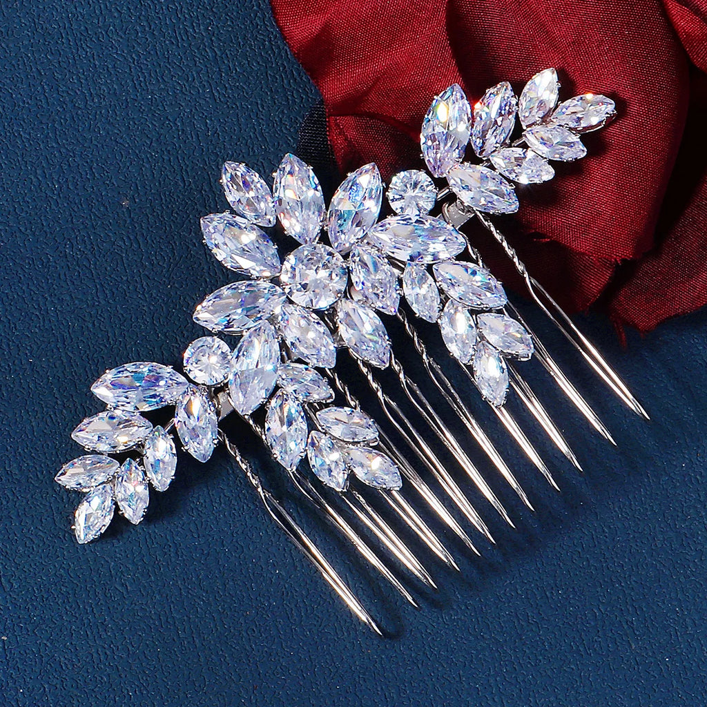 Fashion Zirconia Handmade Hair Comb Sparkling Crystal Jewelry Hair Clips For Women Everyday Bangs Side Hair Accessories