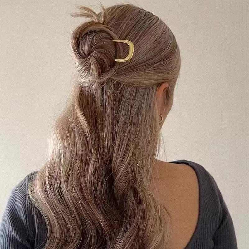 Simple Metal U Shape Hair Stick Ponytail Holder Silver Gold Color Hair Forks  French Hairpin For Women Hair Jewelry Accessories