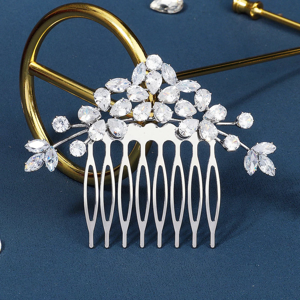 Fashion Zirconia Handmade Hair Comb Sparkling Crystal Jewelry Hair Clips For Women Everyday Bangs Side Hair Accessories