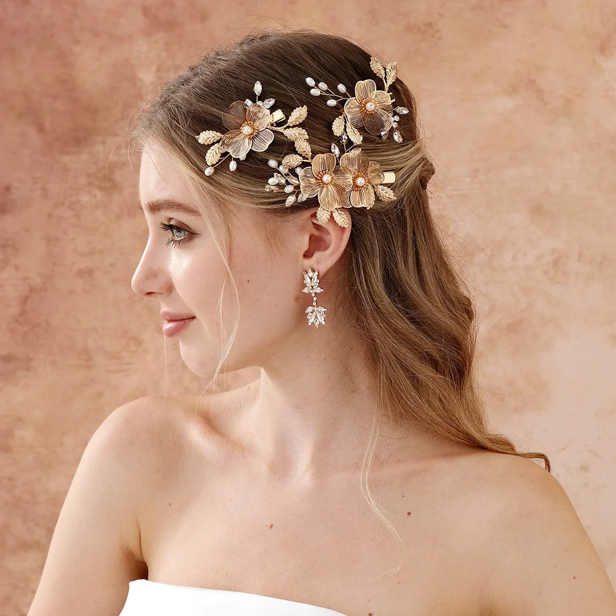 3pk/Set Alloy Hollow Out Niche Flower Hair Clip Elegant Pearl Crystal Headdres Hairpin For Women Festive Jewelry Hair Accessory