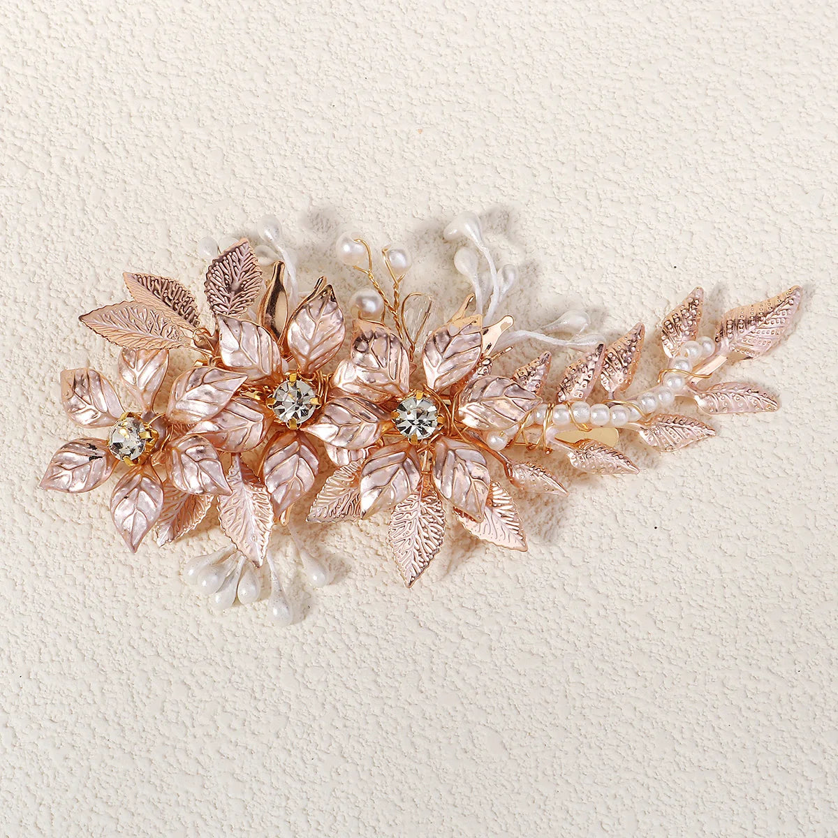 Europe and the United Handmade Flower Headdress Hairpin Female Bridal Wedding Hair Accessories Alloy Leaf Duckbill Clip