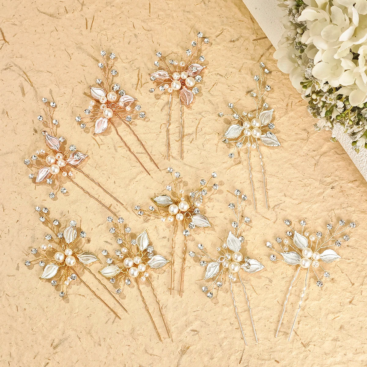 Fashion Pearl Rhinestone Hairpin Elegant Flower Crystal Beaded Hair Accessories For Women Bridesmaid Gift
