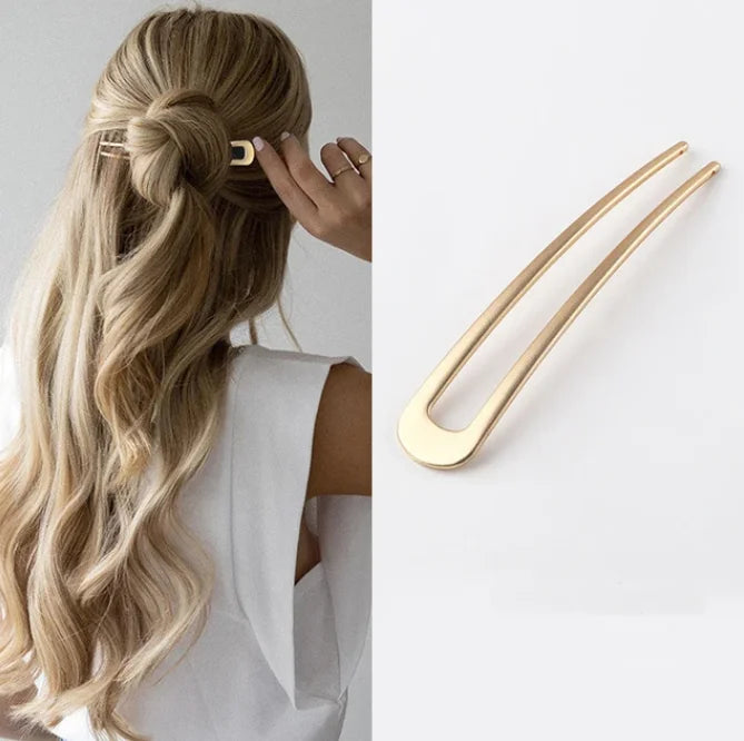 New Pearl Hairpins Korean U-shaped Metal Shell Hair Clip Pins Women Girls Hair Sticks Bun Maker Hair Styling Accessories Gifts
