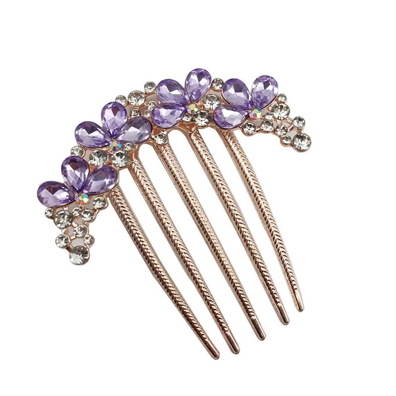 Women Crystal Hair Comb Rhinestone Decorative Hair Clips Headwear Retro Metal Luxury Alloy Hair Accessories Jewelry Gift