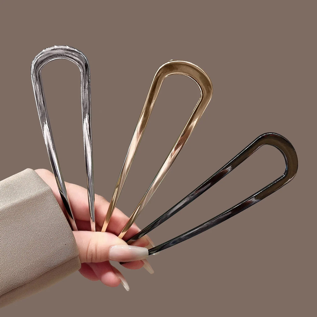New Simple U Shaped Hair Forks Hairpin Metal Hair Sticks Geometric Hair Clips Fashion Hair Accessories Women Jewelry Headwear