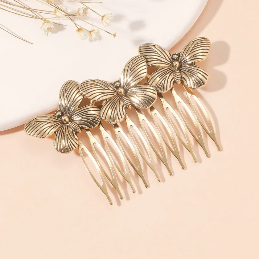 Women Hair Comb Metal Butterfly Bridal Hair Pins Clips Ornaments Fashion Jewelry Wedding Hair Accessories Headdress Wholesale