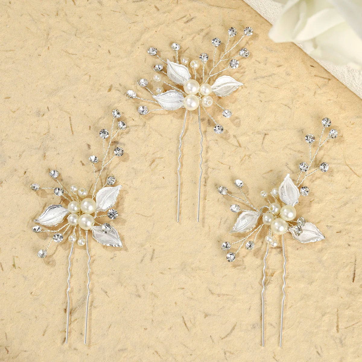 Fashion Pearl Rhinestone Hairpin Elegant Flower Crystal Beaded Hair Accessories For Women Bridesmaid Gift