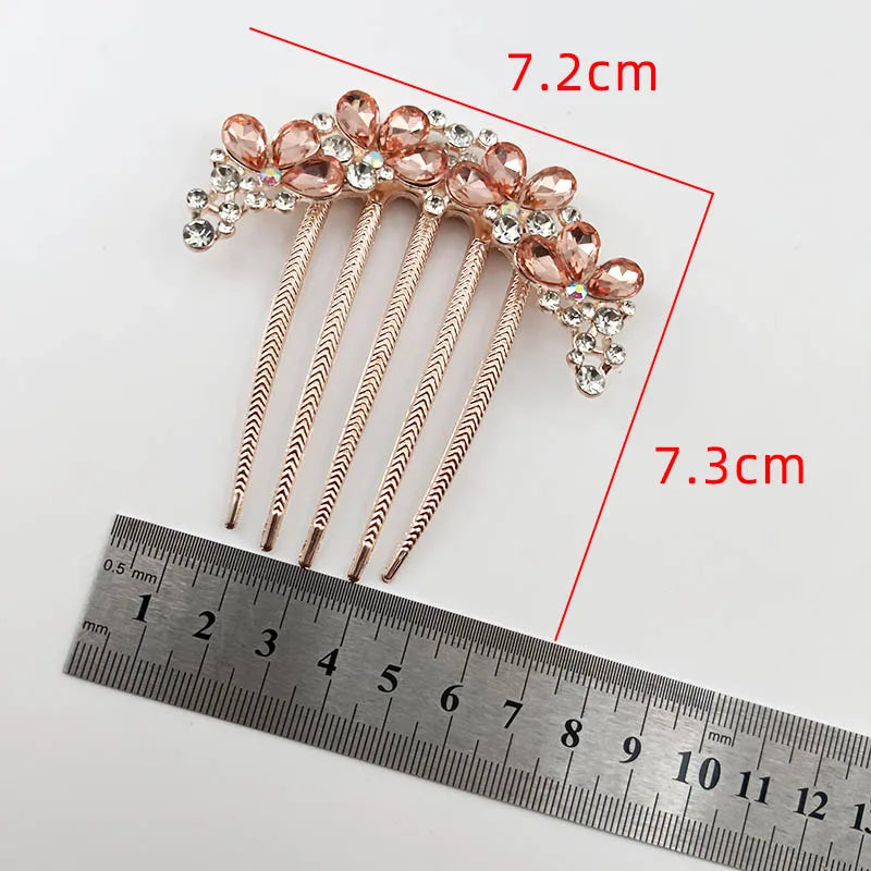 Women Crystal Hair Comb Rhinestone Decorative Hair Clips Headwear Retro Metal Luxury Alloy Hair Accessories Jewelry Gift