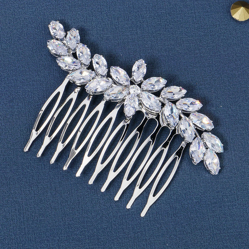 Fashion Zirconia Handmade Hair Comb Sparkling Crystal Jewelry Hair Clips For Women Everyday Bangs Side Hair Accessories