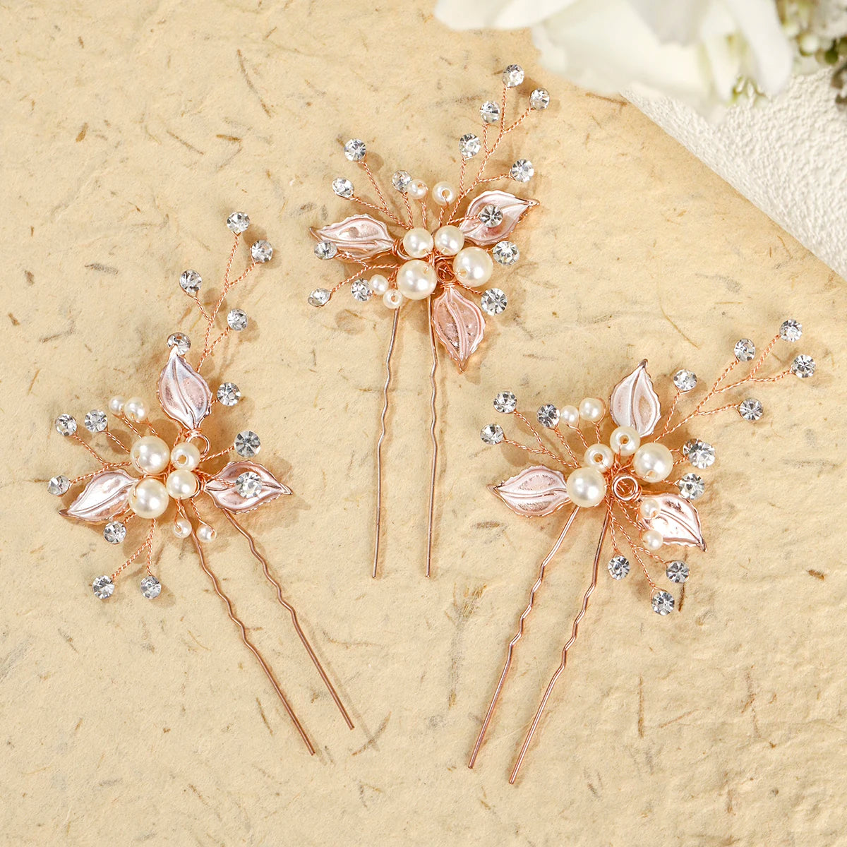 Fashion Pearl Rhinestone Hairpin Elegant Flower Crystal Beaded Hair Accessories For Women Bridesmaid Gift