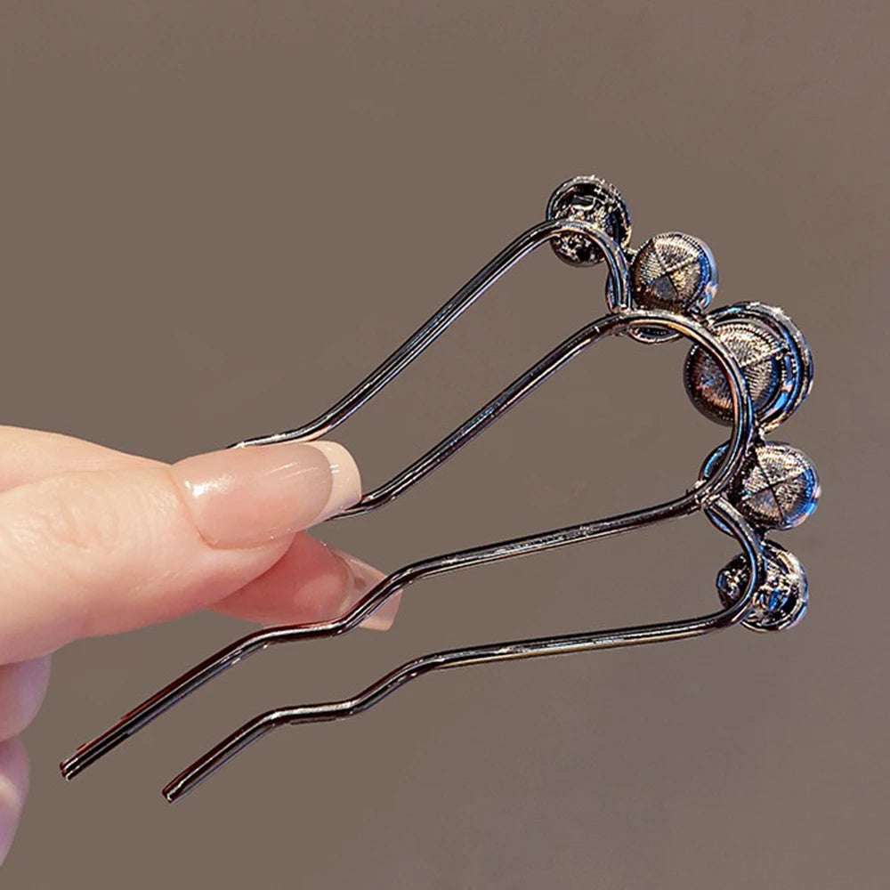 2pcs Fashion Metal U-Shaped Hair Sticks Women Girls Korean Simple Pearl Hair Clip Pins Bun Maker Hairstyle Tools Hair Accessory