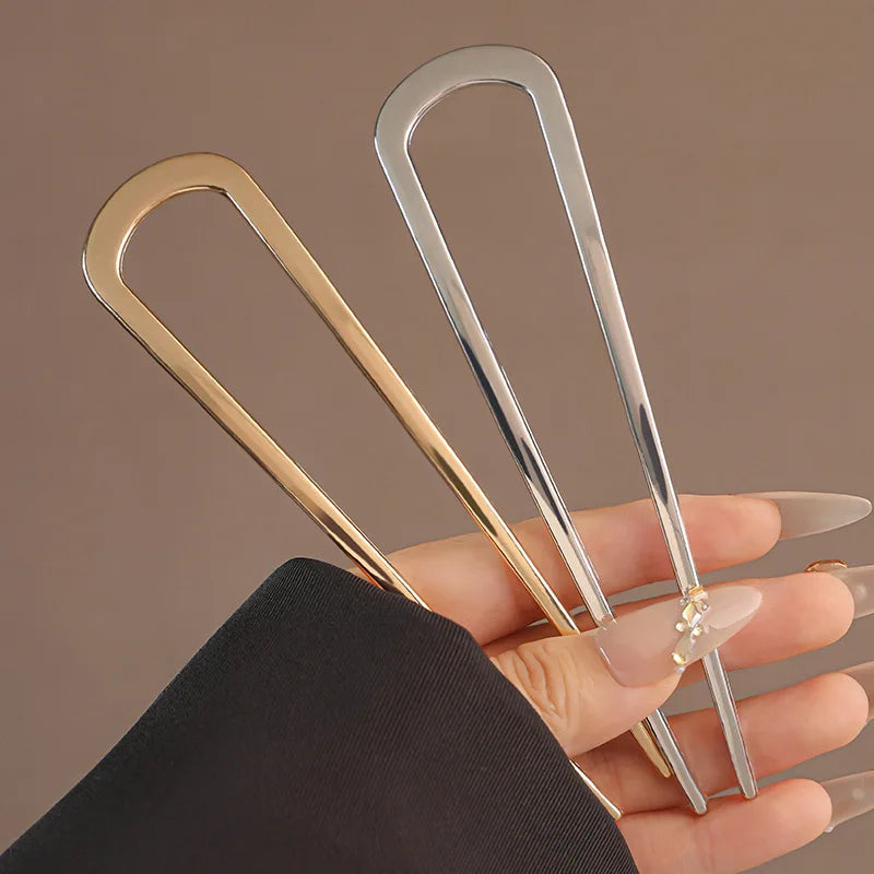 New Simple U Shaped Hair Forks Hairpin Metal Hair Sticks Geometric Hair Clips Fashion Hair Accessories Women Jewelry Headwear