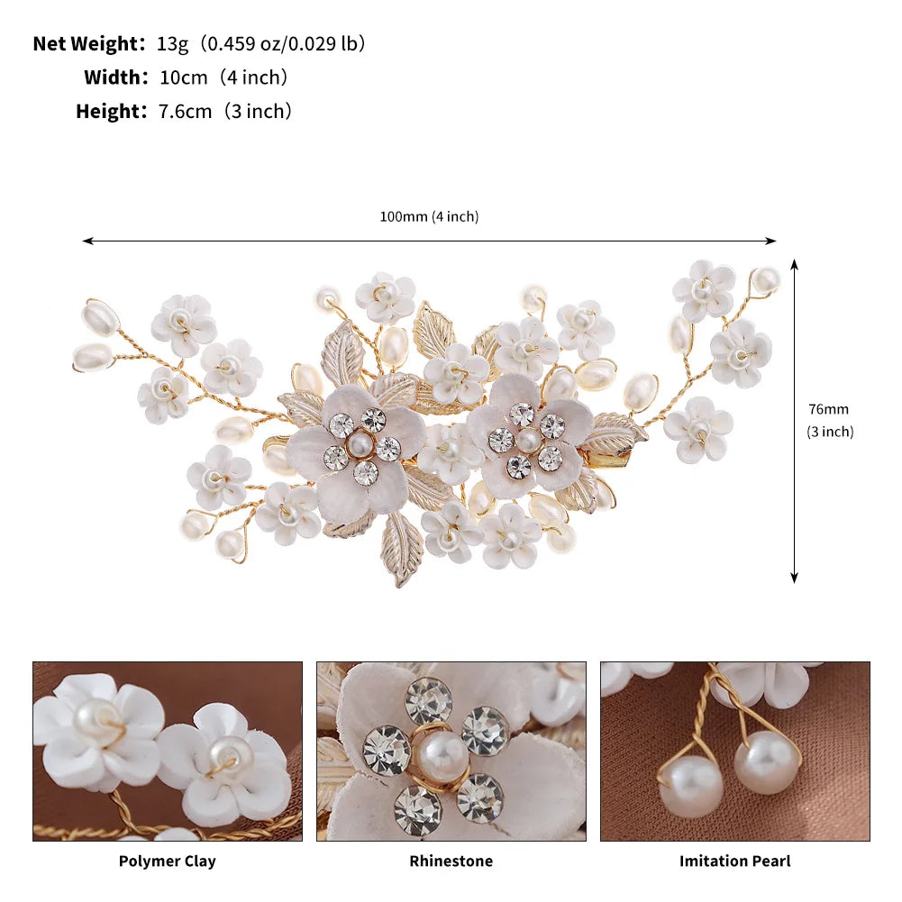 White Soft Ceramic Flower Hair Clip Luxury Europe and the United States Hairpin Jewelry Headdress for Women Valentine's Day Gift