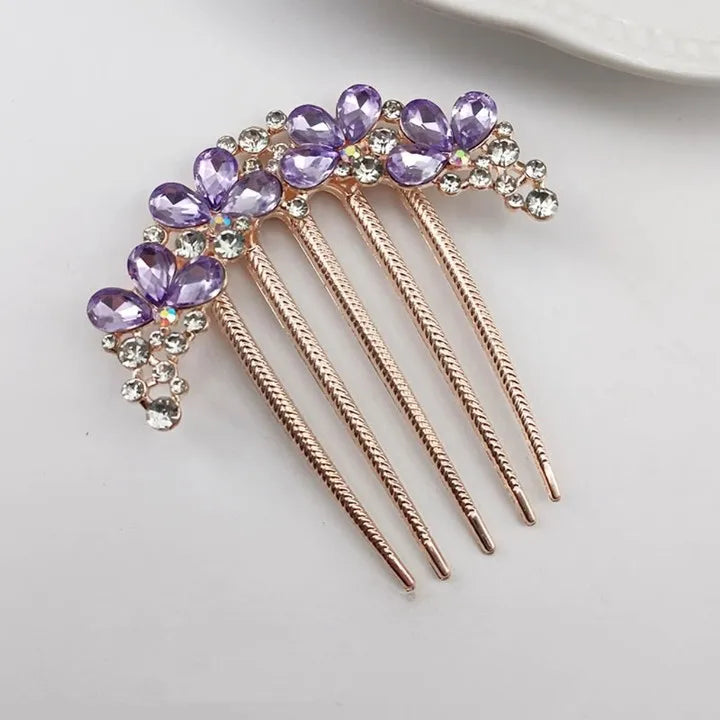 Women Crystal Hair Comb Rhinestone Decorative Hair Clips Headwear Retro Metal Luxury Alloy Hair Accessories Jewelry Gift
