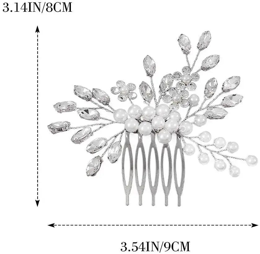 Fashion Handmade Flower Pearls Hair Comb For Women Bride Hairbands Clip Wedding Hair Accessories Crystal Headband Clips
