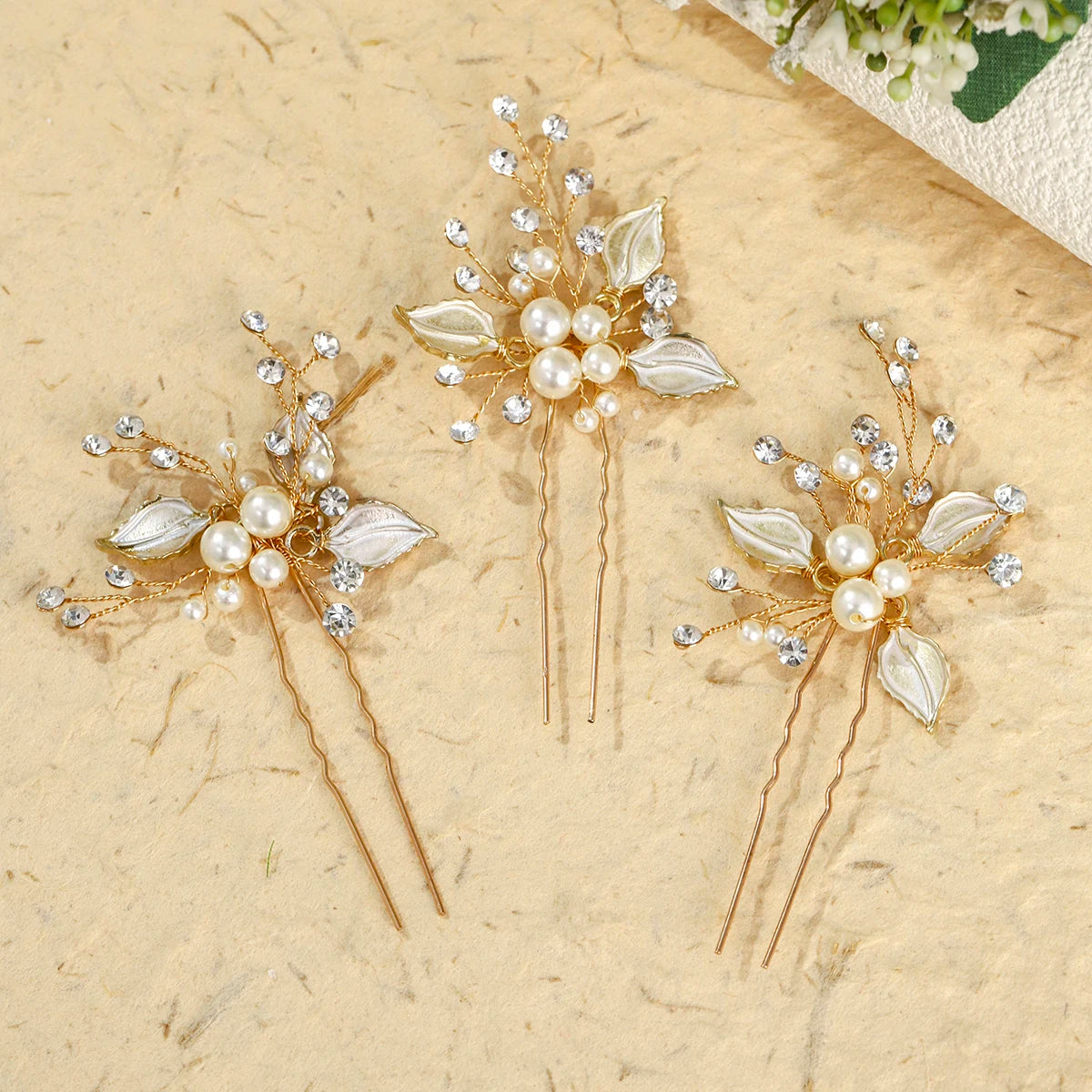 Fashion Pearl Rhinestone Hairpin Elegant Flower Crystal Beaded Hair Accessories For Women Bridesmaid Gift