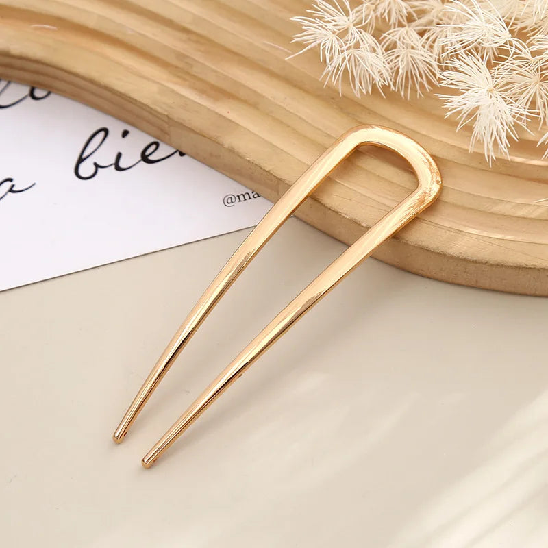 New Simple U Shaped Hair Forks Hairpin Metal Hair Sticks Geometric Hair Clips Fashion Hair Accessories Women Jewelry Headwear
