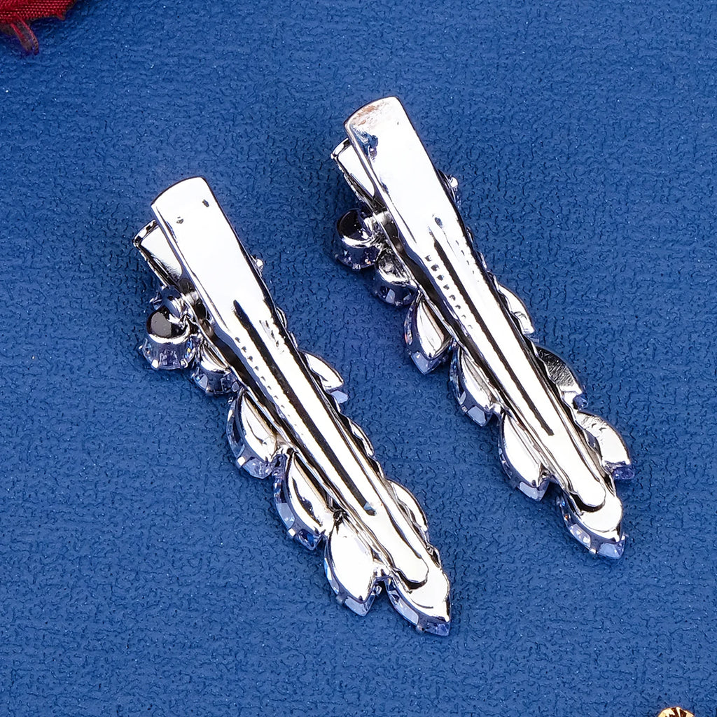 Silver Sparkling Zirconia Hair Clips Leaf Petal Alloy Hair Clip For Women Opening Ceremony Headpiece Hair Accessories