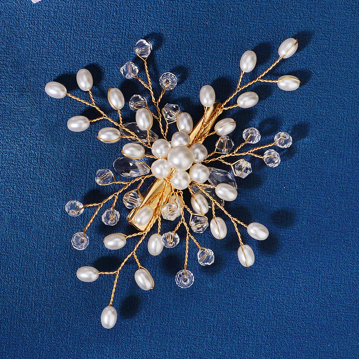 Luxury Pearl Flower Hair Clip Crystal Beaded Bridal Headpiece Hairpin Exquisite Jewelry Hair Accessories Wedding Head Ornament