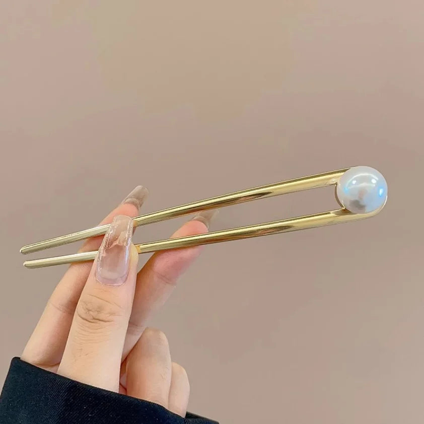 Simple Metal U Shape Hair Stick Ponytail Holder Silver Gold Color Hair Forks  French Hairpin For Women Hair Jewelry Accessories