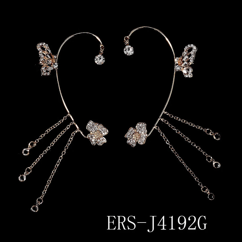 Luxury Queen's Ear Bone Clip Exquisite Rhinestone Crystal Earrings Party Bridal Jewelry Accessories For Women Important Occasion