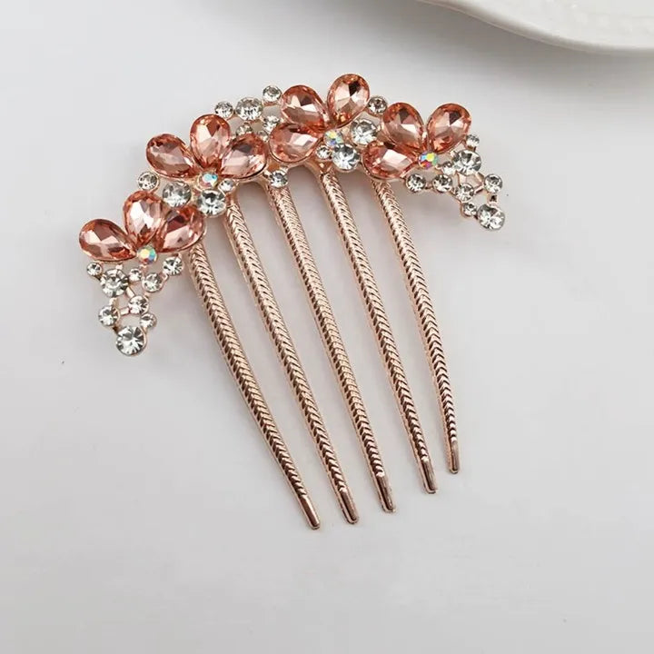 Women Crystal Hair Comb Rhinestone Decorative Hair Clips Headwear Retro Metal Luxury Alloy Hair Accessories Jewelry Gift