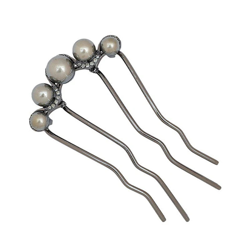 2pcs Fashion Metal U-Shaped Hair Sticks Women Girls Korean Simple Pearl Hair Clip Pins Bun Maker Hairstyle Tools Hair Accessory