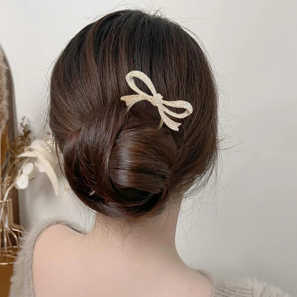 Fashion Hairpin Branches U-shaped Hair Fork Metal Hair Clip Bow Women Girls Hair Sticks Bun Maker HairStyling Hair Accessories