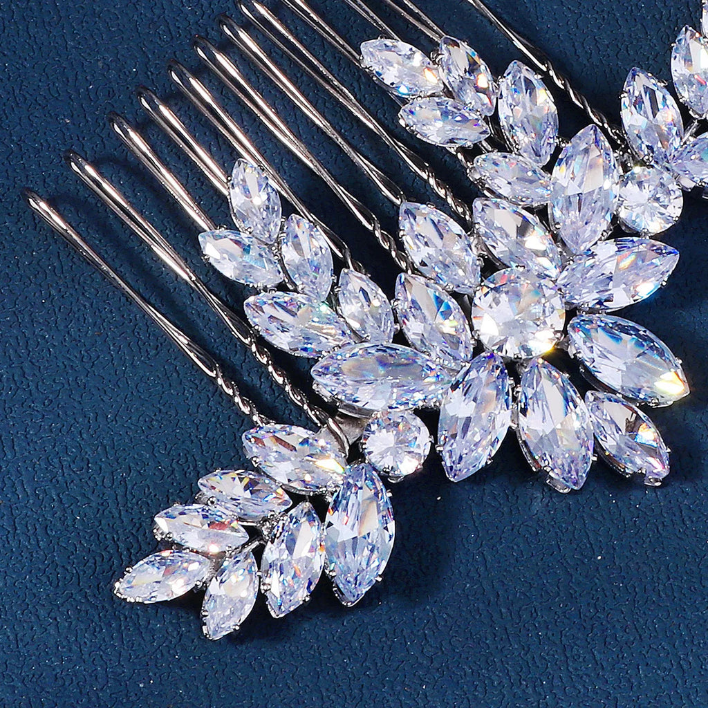 Fashion Zirconia Handmade Hair Comb Sparkling Crystal Jewelry Hair Clips For Women Everyday Bangs Side Hair Accessories