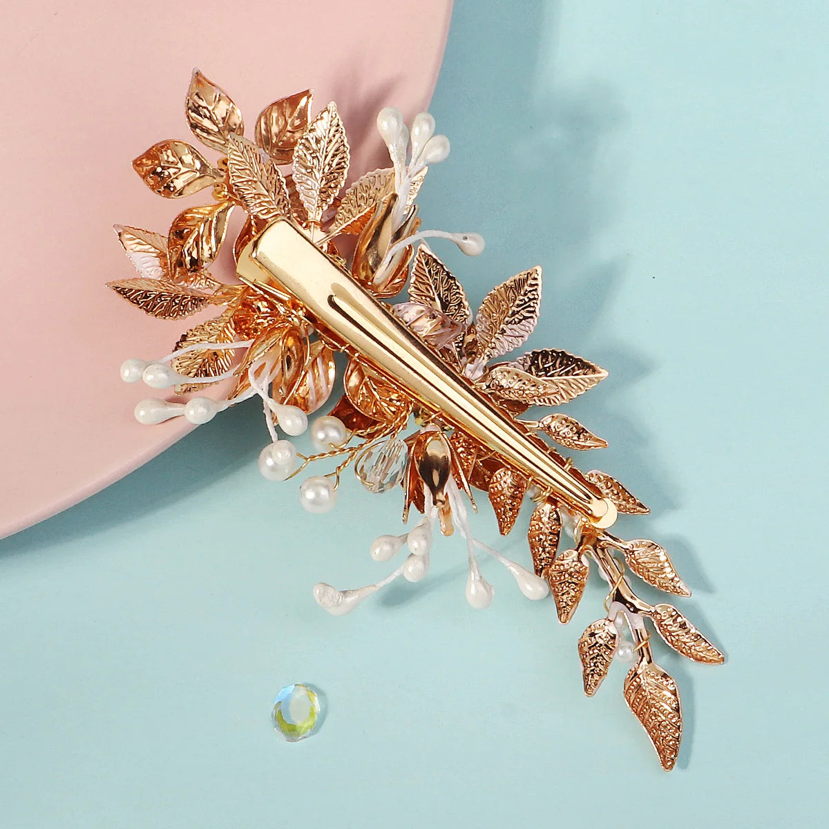 Europe and the United Handmade Flower Headdress Hairpin Female Bridal Wedding Hair Accessories Alloy Leaf Duckbill Clip