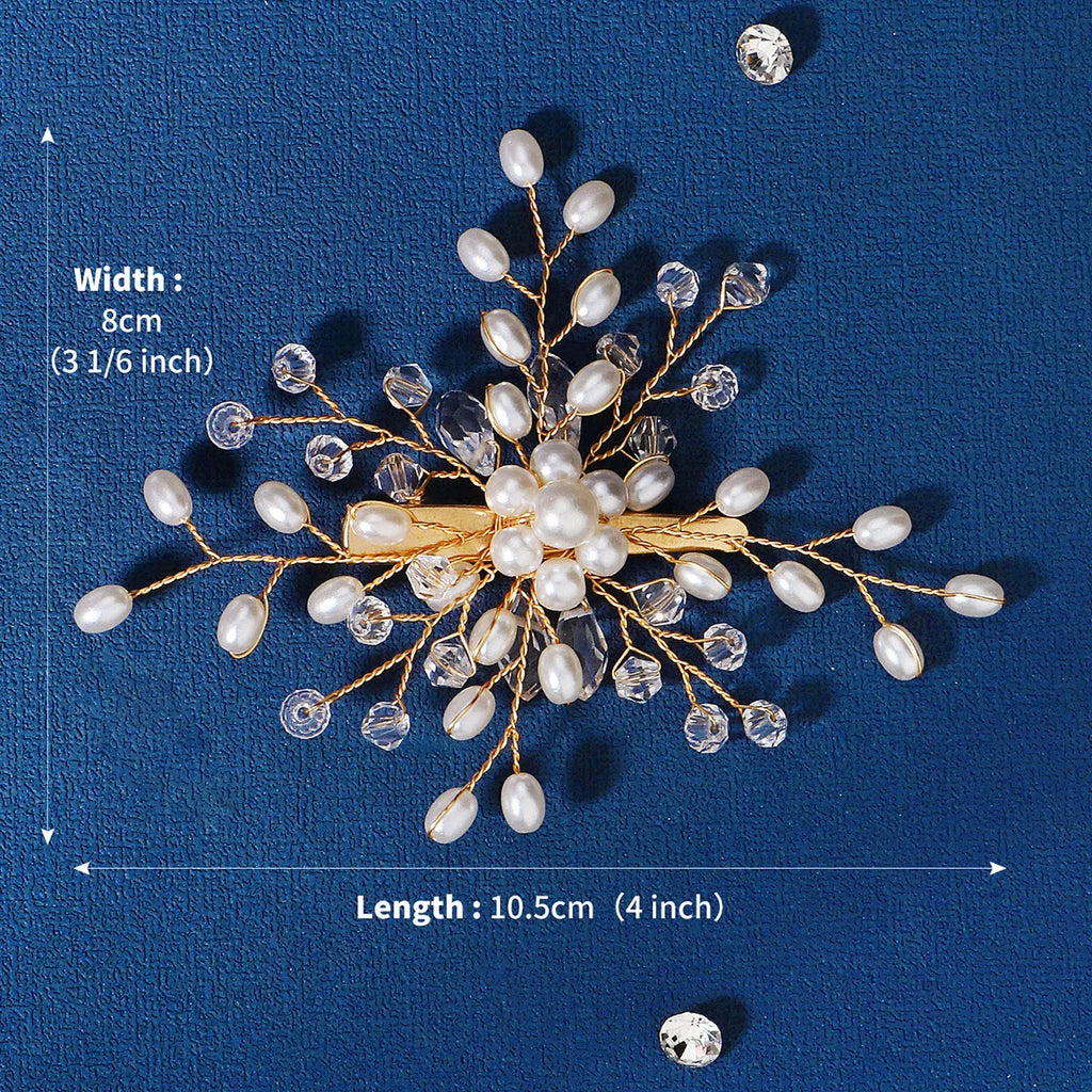 Luxury Pearl Flower Hair Clip Crystal Beaded Bridal Headpiece Hairpin Exquisite Jewelry Hair Accessories Wedding Head Ornament
