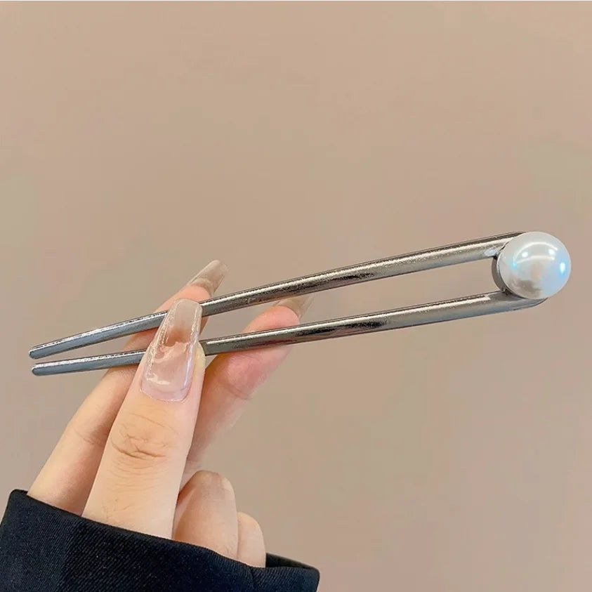 Simple Metal U Shape Hair Stick Ponytail Holder Silver Gold Color Hair Forks  French Hairpin For Women Hair Jewelry Accessories