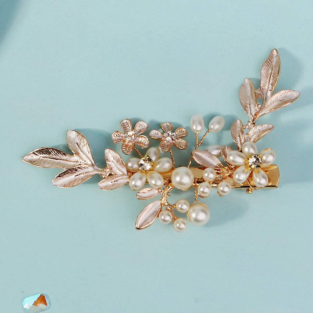 Luxury Pearl Flower Hair Clip Crystal Beaded Bridal Headpiece Hairpin Exquisite Jewelry Hair Accessories Wedding Head Ornament