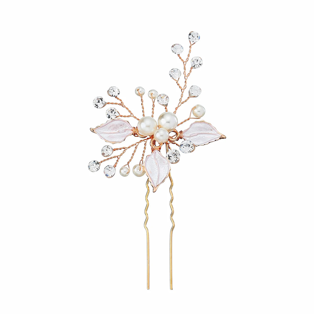 Fashion Pearl Rhinestone Hairpin Elegant Flower Crystal Beaded Hair Accessories For Women Bridesmaid Gift