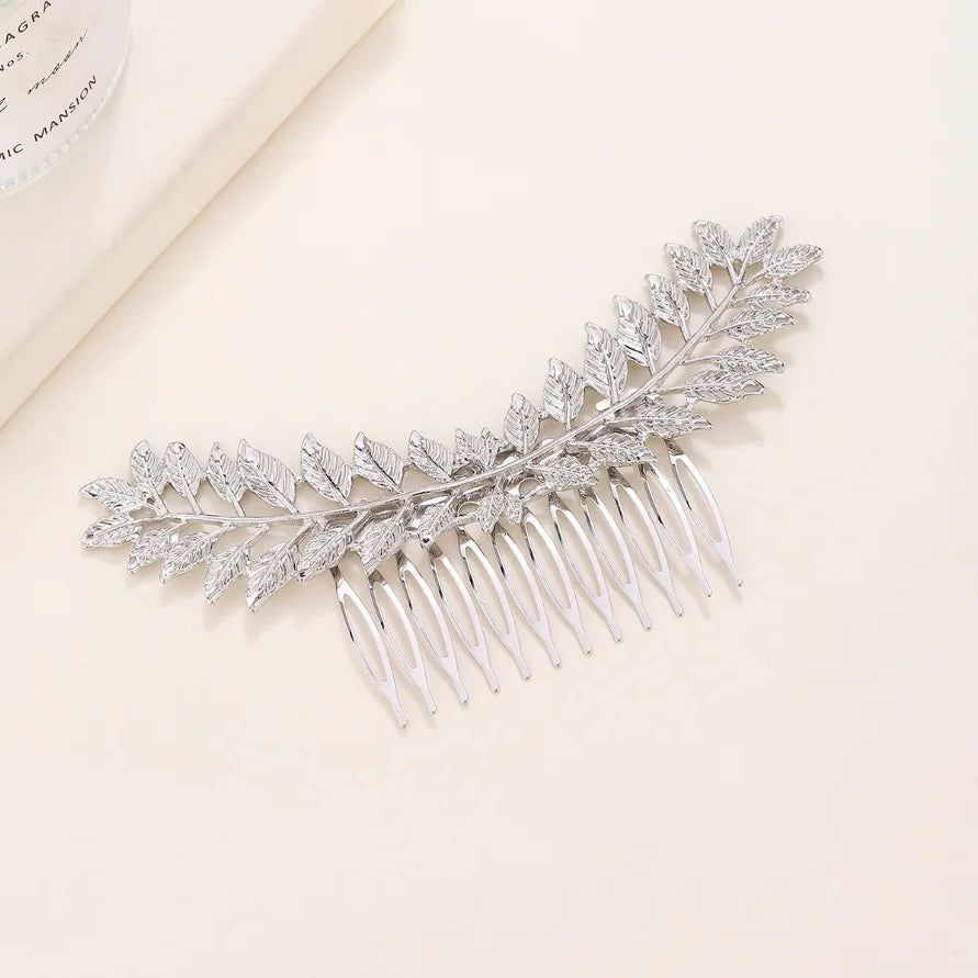 Metal Gold Color Leaf Hair Combs Hair Accessories Side Combs Straight Teeth Hairpins Clips Bridal Wedding Veil Comb Accessories