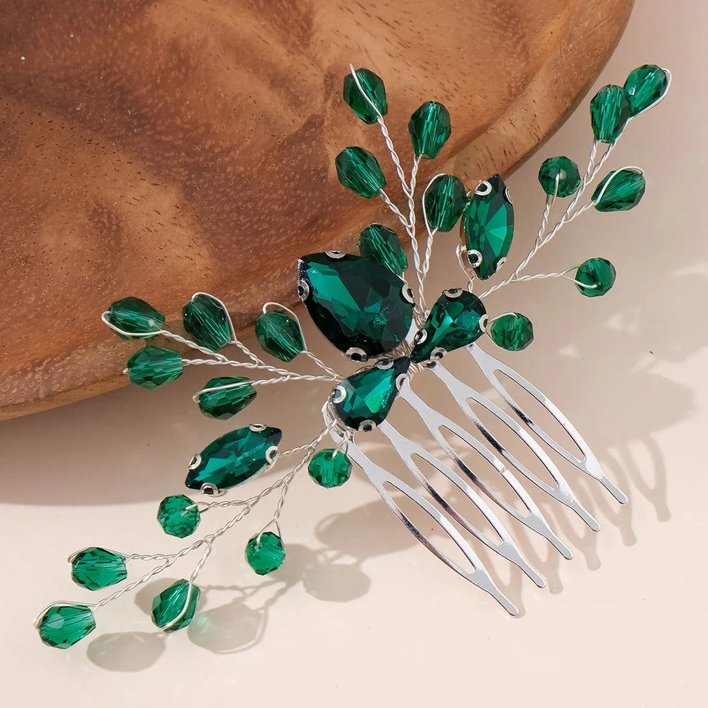 Crystal Beaded Metal Hair Comb Handmade Bridal Wedding Hair Accessories Headpieces Delicate Hairpin Jewelry for Women as A Gift