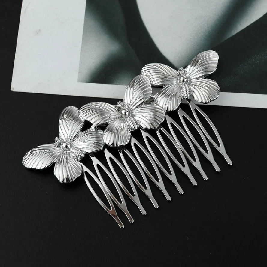 Women Hair Comb Metal Butterfly Bridal Hair Pins Clips Ornaments Fashion Jewelry Wedding Hair Accessories Headdress Wholesale